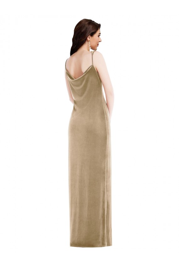 Online Asymmetrical One Shoulder Velvet Maxi Slip Prom Dress UK