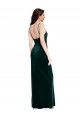 Online Straight Neckline Spaghetti Straps Long Velvet Prom Dress with High Side Slit UK