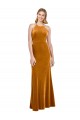 Online Halter Neckline Long Full Length Velvet Prom Dress with Strappy Back UK