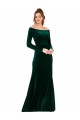 Online Off the Shoulder Long Sleeves Stretch Velvet Prom Dress UK