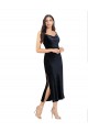 Online Midi Length Velvet Cocktail Prom Dress / Homecoming Dress with Cowl Neck and Spaghetti Straps UK