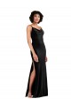 Online Modern Floor-Length Velvet Prom Dress with Cowl Neck and Spaghetti Straps UK