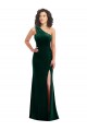 Online One Shoulder Velvet Trumpet Prom Dress with Front Slit UK