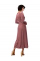 Online Long Sleeve Velvet Faux Wrap Midi Length Prom Dress UK