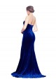 Online Strapless Ruched Velvet Prom Dress with Sweep Train and Front Slit UK