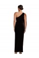 Online One Shoulder Long Velvet Prom Dress with Side Split and Shoulder Tie UK
