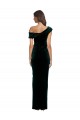 Online Long Asymmetric Neckline Ruched Velvet Prom Dress UK