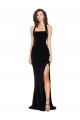 Online Halter Neck Wide Straps Long Velvet Prom Dress with Side Split UK