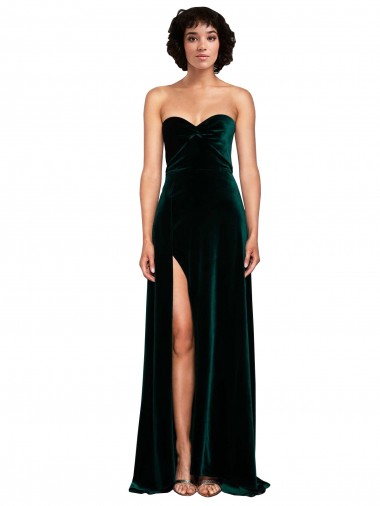 Online Sweetheart Fluid Velvet Prom Dress with High Split UK