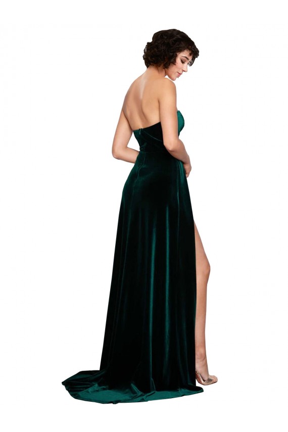 Online Sweetheart Fluid Velvet Prom Dress with High Split UK